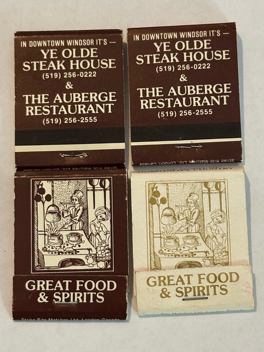 Lot of 4 Vintage Matchbooks Ye Olde Steakhouse & Auberge Restaurant Windsor Deeg